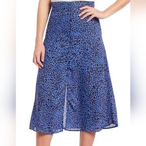 Skies are Blue Animal Print Blue Midi Skirt NWT Size Small.